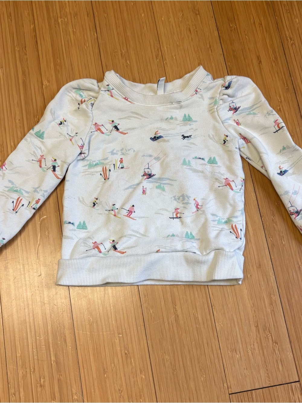 Janie and Jack White Pullover with Pastel Ski Motif